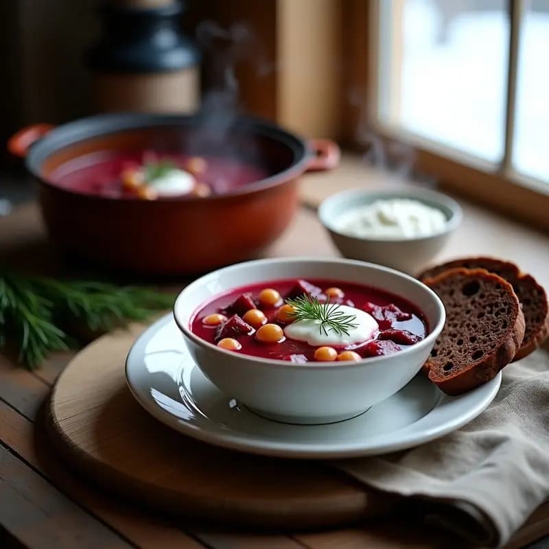 Borscht Ucraniano con Remolacha y Carne: Sopa Espesa y Nutritiva para el Invierno