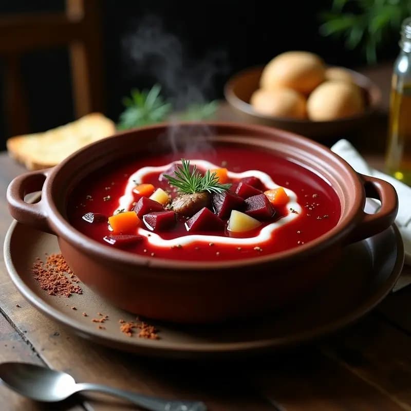Borscht Ucraniano con Remolacha y Carne de Res: Sopa Contundente y Antiinflamatoria