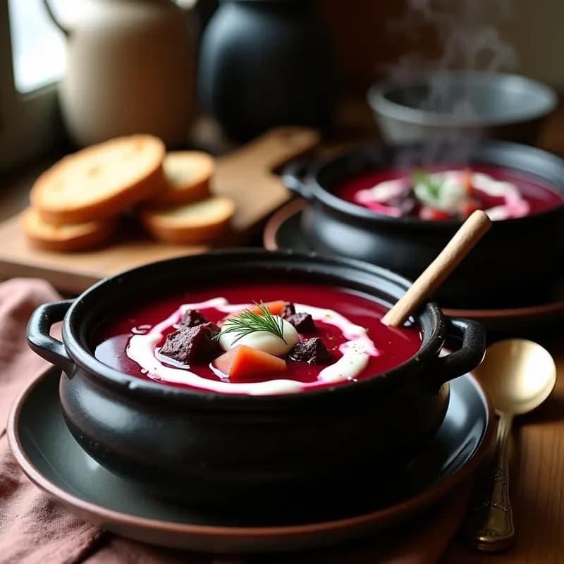 Borscht Ucraniano con Remolacha y Carne de Res: Receta Invernal Reconfortante en 1 Hora