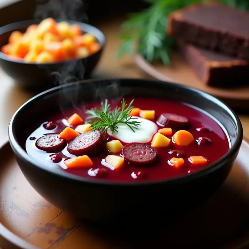 Borscht Ucraniano con Remolacha y Salsicha Ahumada: Receta Tradicional en Olla Exprés