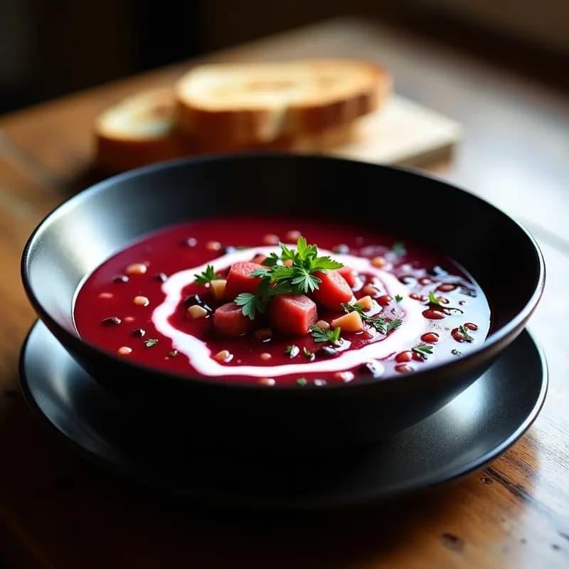 Borscht Ucraniano con Remolacha y Saucisse: Sopa Invernal en Olla Exprés