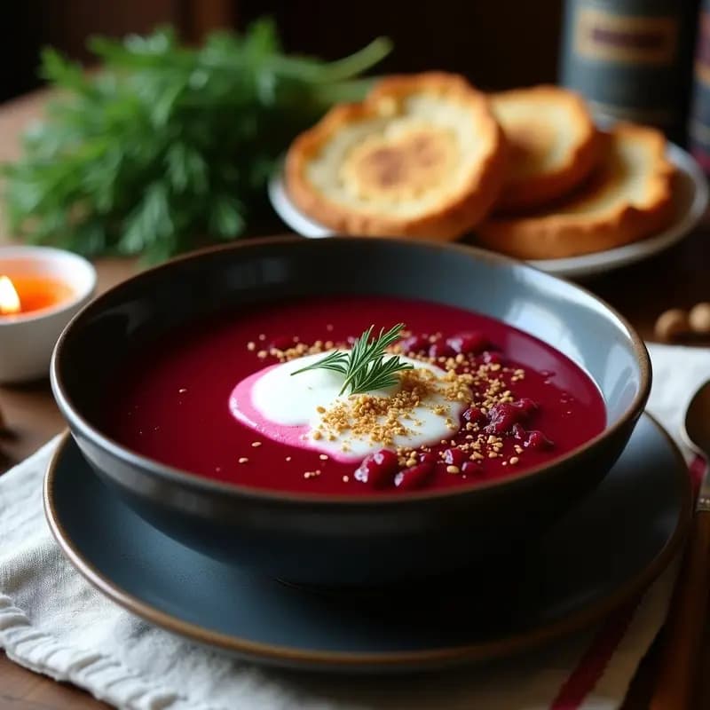 Borscht Ucraniano con Sour Cream y Pan de Centeno: Receta de Invierno y Nutritiva