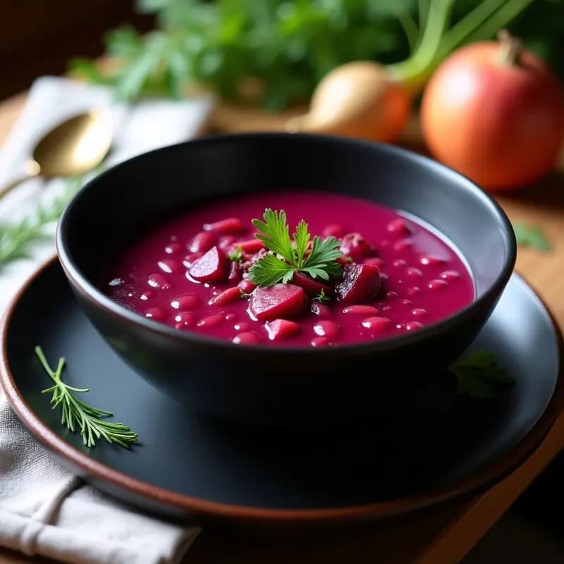 Borschtgante de Remolacha y Zanoloria: Sopa Ucraniana Vegana con Toque Ácido