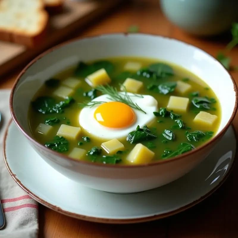 Borscht Verde Ucraniano: Sopa de Espinacas y Sorrel con Huevos y Crema Agria