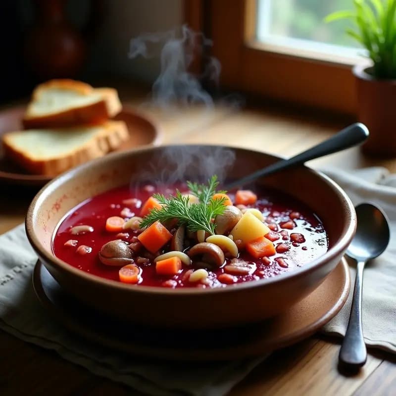 Borshch de Col Fermentada y Champiñones: Receta Ucraniana Vegana y Probiótica