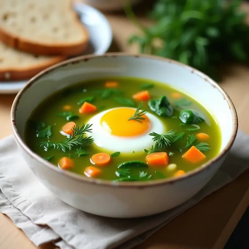 Borshch verde con espinacas y huevo: Sopa ucraniana de verano sin remolacha