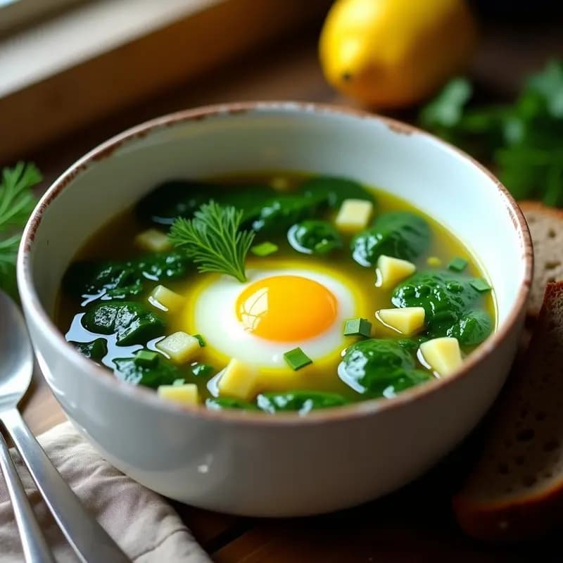 Borshch Verde Ucraniano con Espinacas y Huevo: Sopa Vegana y Detox en 20 Minutos