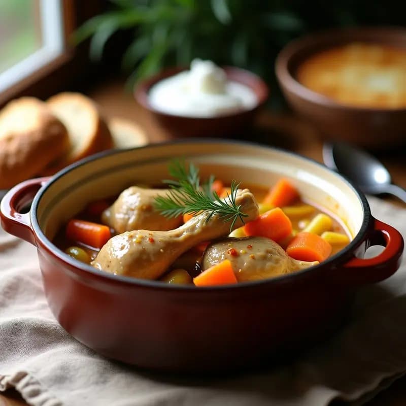 Bresolvele Romanian de Pollo y Verduras: Receta de Olla con Toque de Eneldo