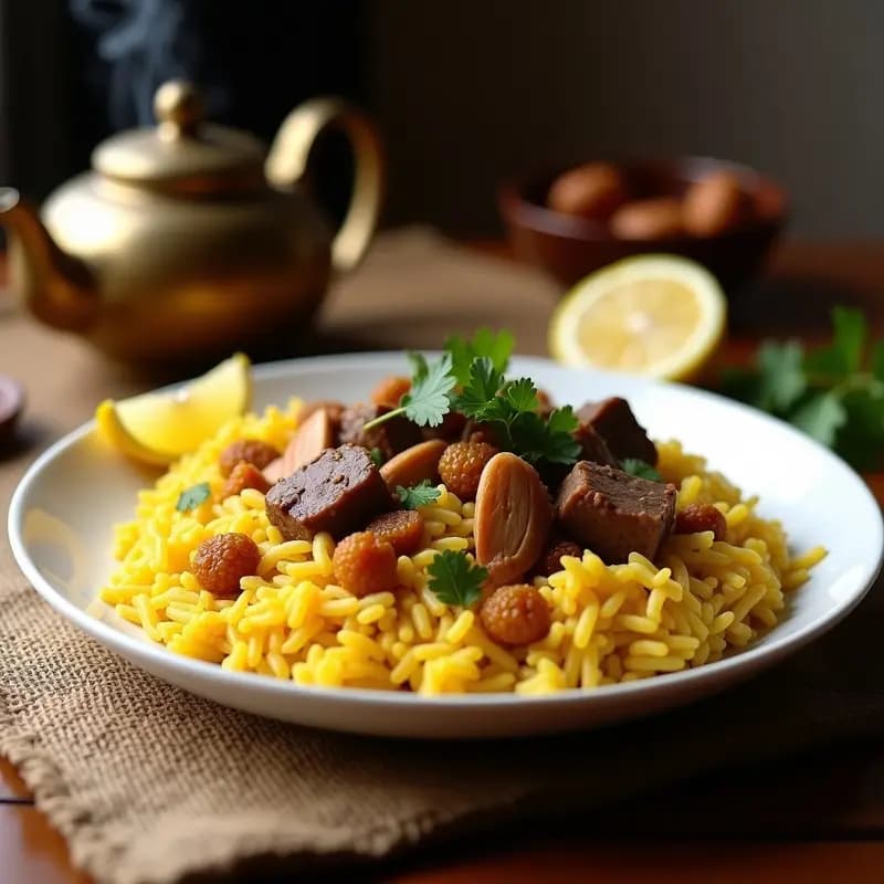 Boryani Afgano de Arroz y Carne de Cordero con Pasas: Receta Tradicional en Olla