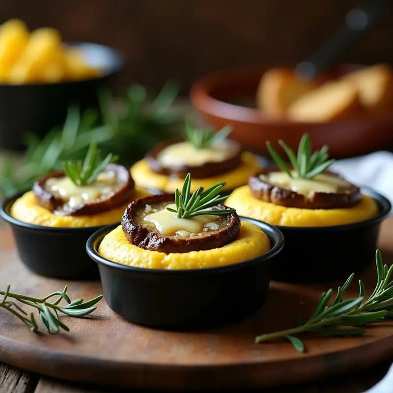 B fos de Polenta con Hongos Portobello y Queso Parmesano: Receta Italiana Keto