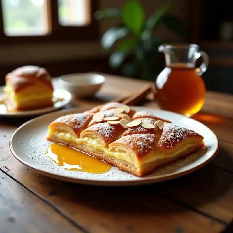 Bougatsa de Crema Pastelera y Canela: Postre Griego con Hojaldre Crujiente