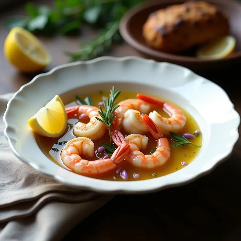 Bouillabaisse de Gambas y Mezclum de Hierbas: Receta Francesa Ligera en Olla Exprés
