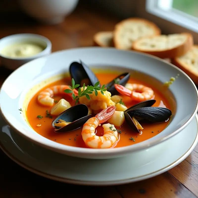 Bouillabaisse de Marisco y Azafrán: Receta Francesa en Olla rápida con Toque Gourmet