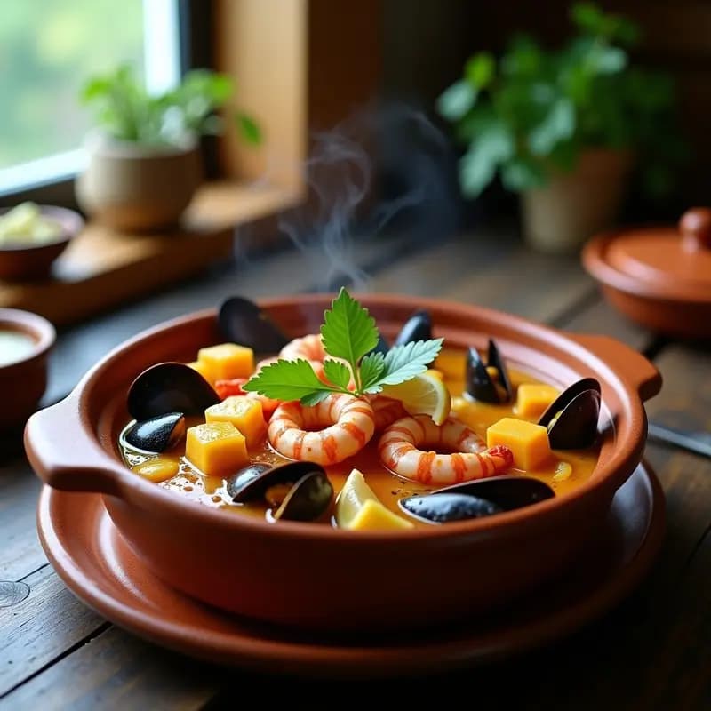 Bouillabaisse de Mariscos con Azafrán y Ñame: Sopera Francesa con Toque Caribeño