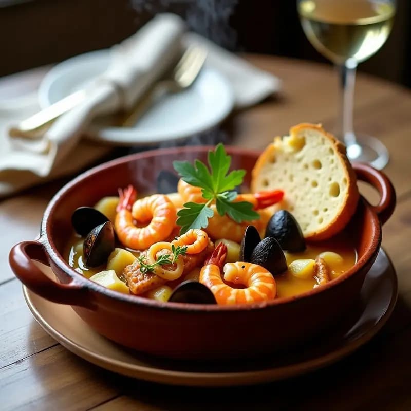 Bouillabaisse de Mariscos con Azafrán y Pan Rústico: Receta Francesa de la Costa