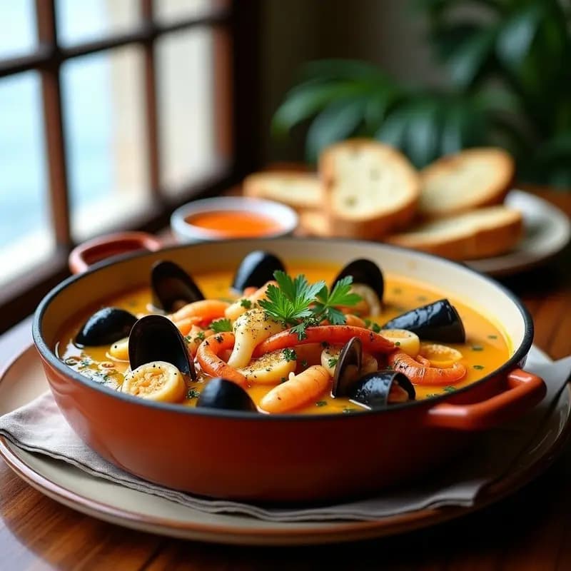 Bouillabaisse de Mariscos con Azafrán y Rouille: Receta Francesa Clásica en 40 Minutos para Impresionar
