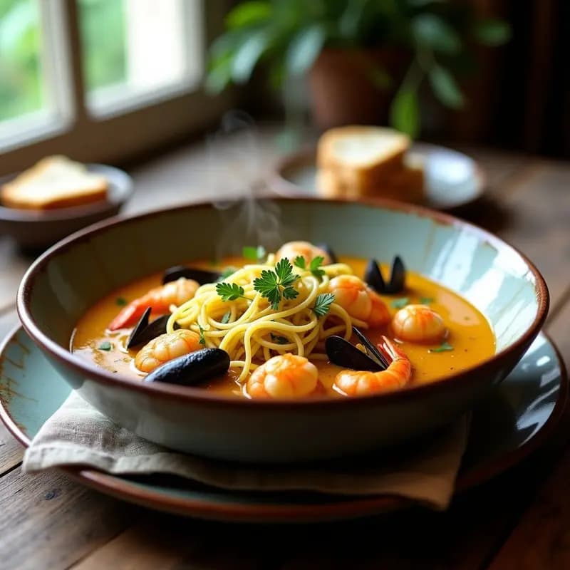 Bouillabaisse de Mariscos y Fideos de Calabacín: Receta Francesa Keto y Sin Pasta