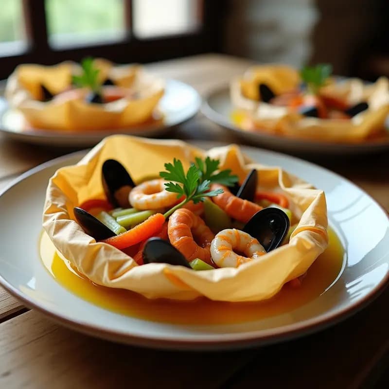 Bouillabaisse de Mariscos en Papillote: Receta Francesa Ligera y Sin Aceite