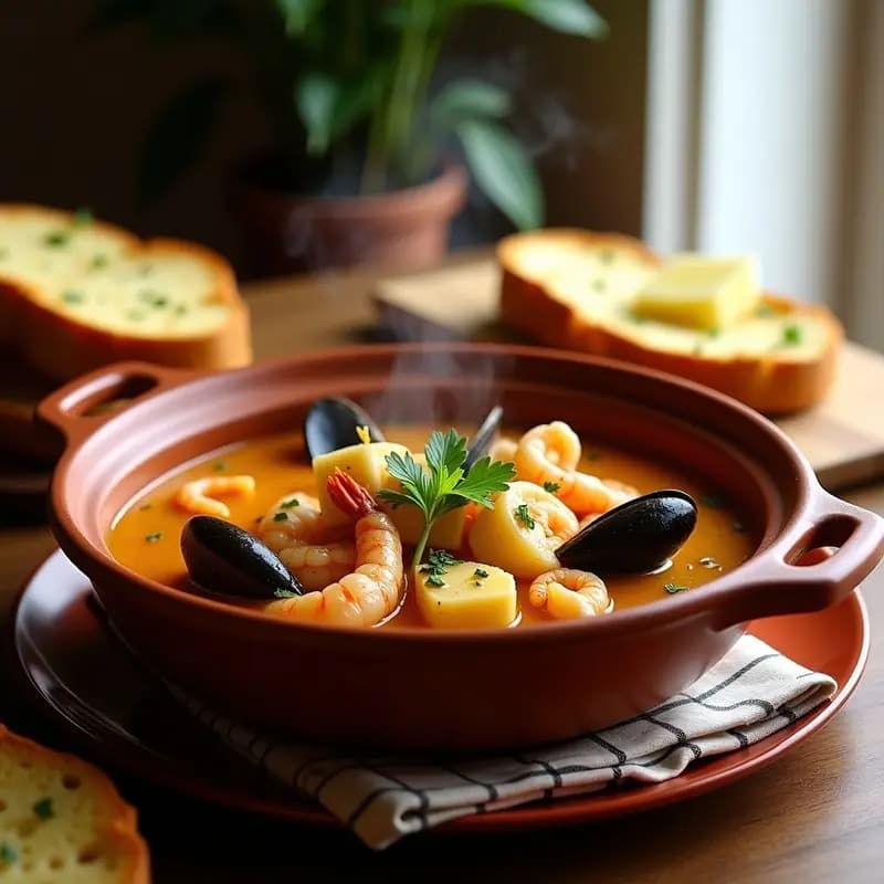 Bouillabaisse Marsellesa con Azafrán y Pan de Ajo: Receta Francesa Tradicional en 1 Hora