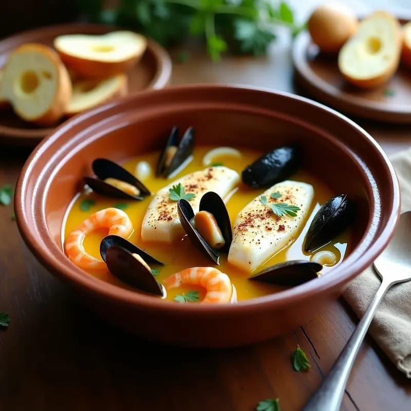 Bouillabaisse de Pescado y Azafrán: Estofado Francés Tradicional en Olla Lenta