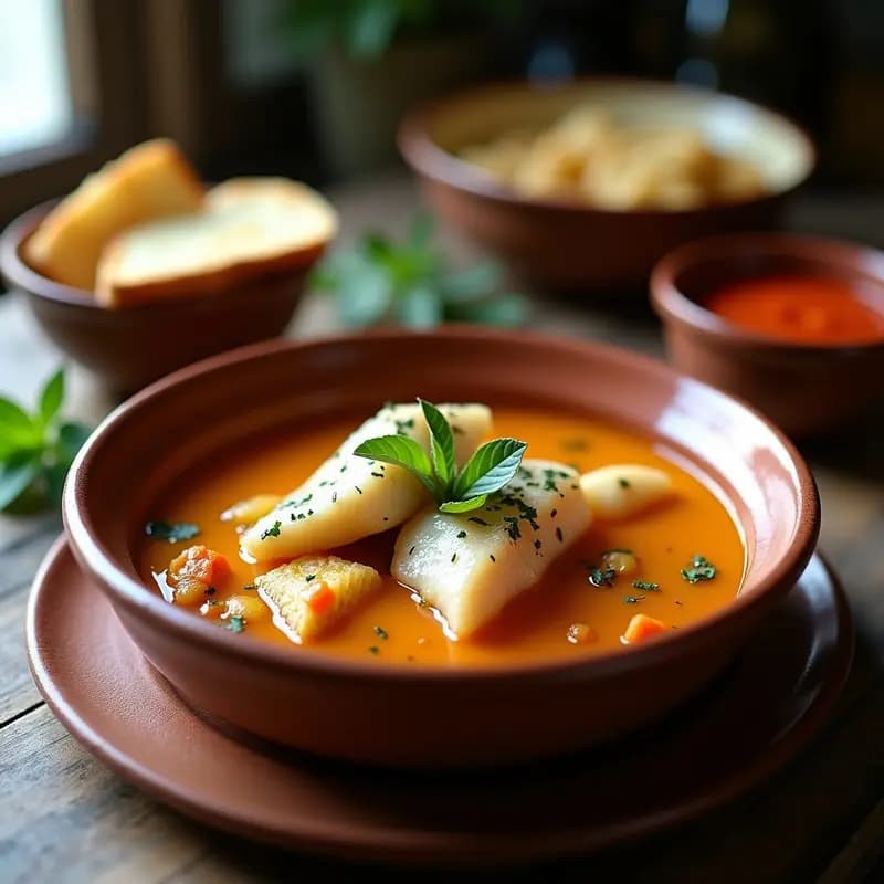 Bouillabaisse de Pescado Blanco y Azafrán con Rouille de Ñora: Receta Francesa Tradicional