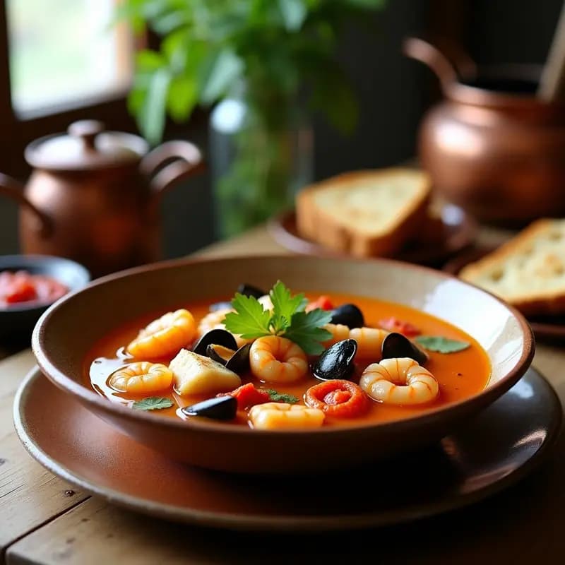 Bouillabaisse de Pescado y Mariscos con Azafrán: Receta Francesa Gourmet y Sin Lactosa