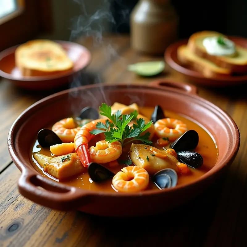 Bouillabaisse Provenzal con Azafrán y Muslos de Pollo: Receta Francesa de Mar y Tierra en Olla