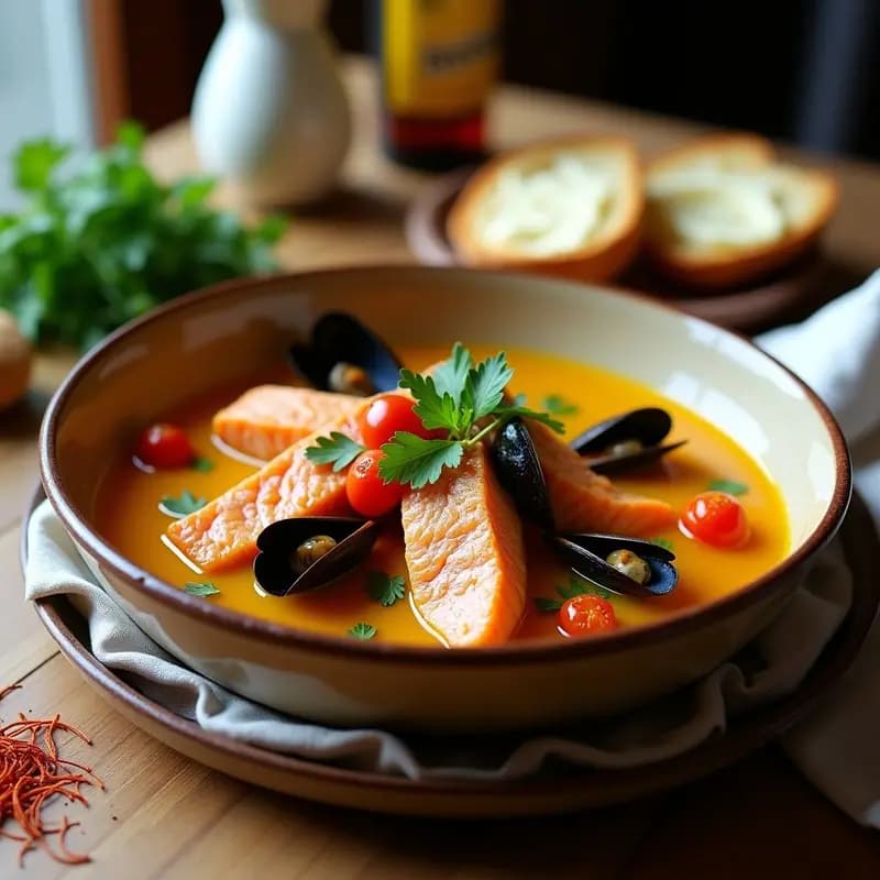 Bouillabaisse Marsellesa con Salmón y Azafrán: Receta Francesa Gourmet en Olla Lenta