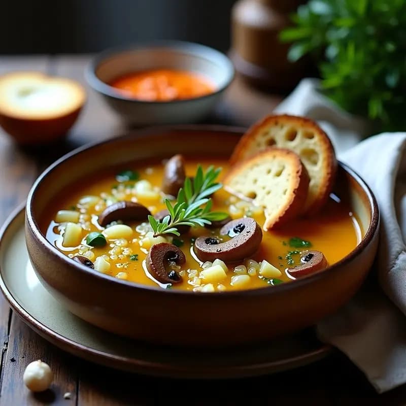 Bouillabaisse de Setas y Azafrán: Receta Francesa Vegana de Marsella