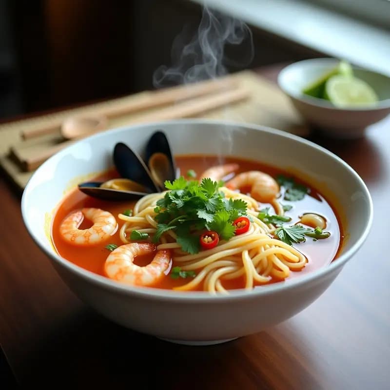 Bouillon de Mariscos con Fideos de Arroz: Sopa China Picante y Reconfortante en 30 Minutos