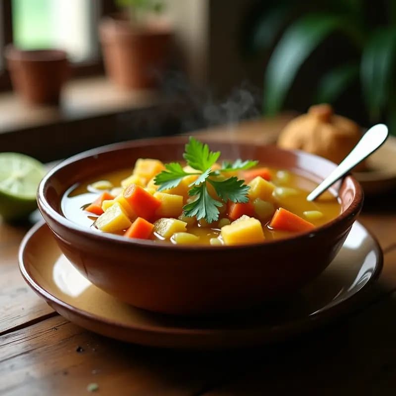 Bouillon Cubano con Yuca y Caldo de Pollo Vegano: Sopa Reconfortante en Olla Rápida