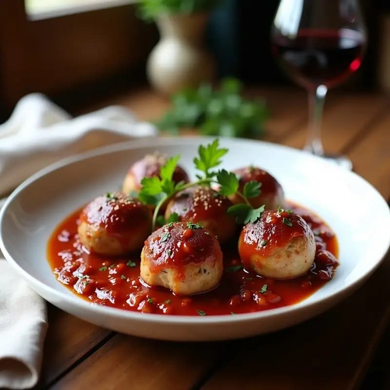 Boule de Niez de Carnes y Verduras: Albóndiga Francesa en Salsa de Vino Tinto