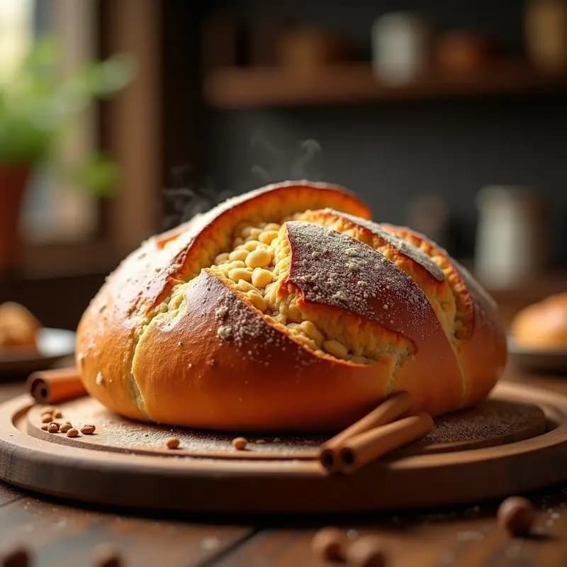 Boule de Nuez Moscada y Canela: Pan Francés Artisanal Sin Amasado
