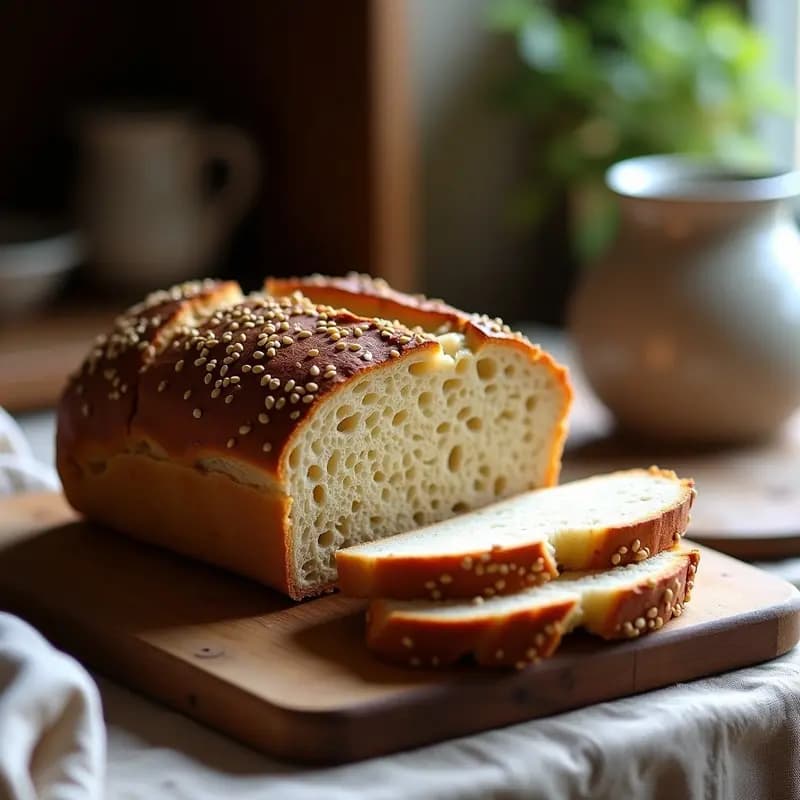 Boule de Pan de Centeno con Semillas de Lino: Receta Francesa Sin Amasado en 1 Día
