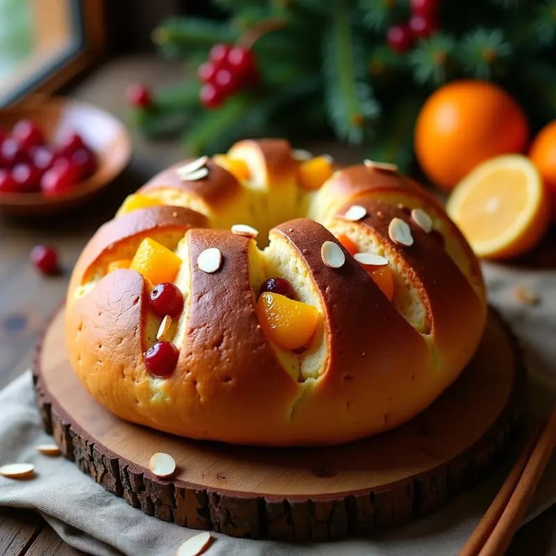 Boule de Pan de Massepain con Frutas Confitadas: Postre Francés de Navidad en Panificadora