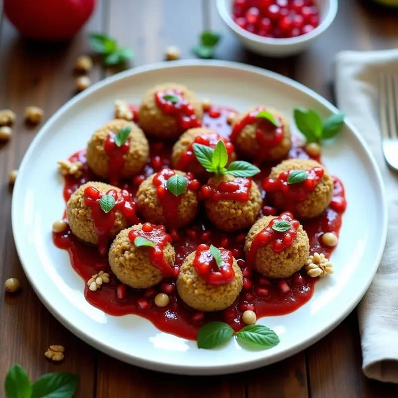 Boulettes de Berenjena y Bulgur con Salsa de Granado y Nuez: Receta Armenio-Vegana en Thermomix