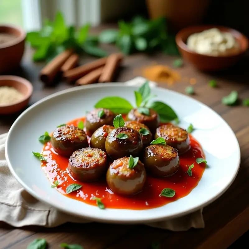 Boulettes de Berenjena y Cordero con Salsa de Tomate y Menta: Receta Libanesa en Thermomix