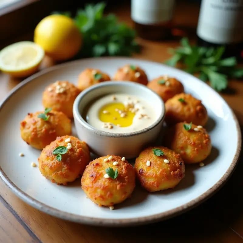 Boulettes de Berenjena y Garbanzos: Aperitivo Francés Vegano con Salsa de Tahini