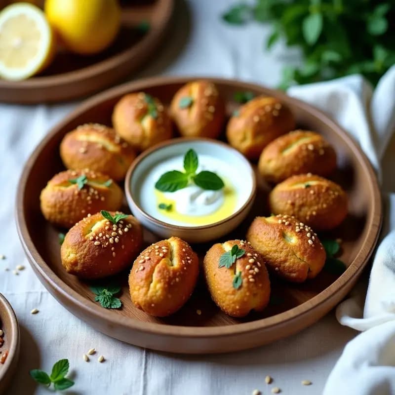 Boulettes de Berenjena y Garbanzos con Salsa de Yogur y Menta: Receta Libanesa Vegana