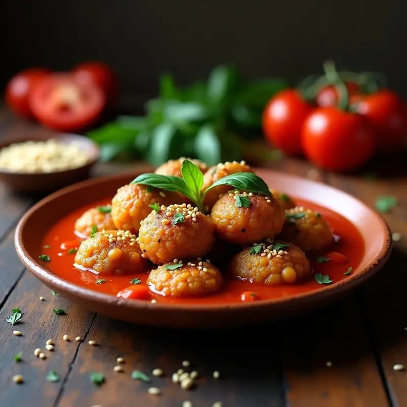 Boulettes de Berenjena y Garbanzos con Salsa de Tomate y Comino: Receta Africana Vegana
