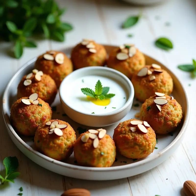 Boulettes de Berenjena con Salsa de Yogur y Menta: Aperitivo Libanés en Horno