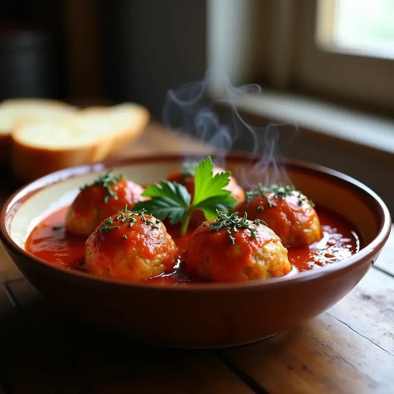 Boulettes de Carne con Salsa de Tomate y Hierbas: Albóndigas Francesas Tradicionales