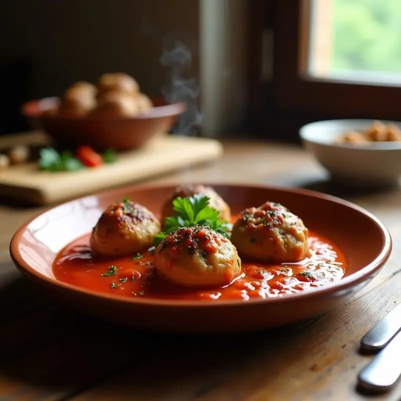 Boulettes de Cordero con Hierbas Provenzales: Receta Francesa en Sartén con Salsa de Tomate