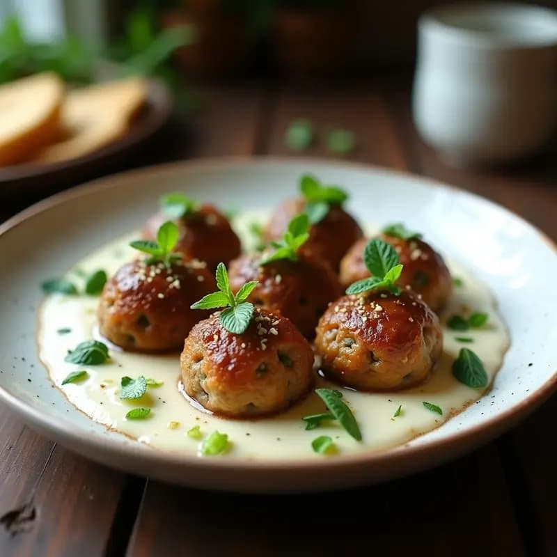 Boulettes de Cordero y Menta en Salsa de Yogur: Receta Francesa Tradicional con Toque Árabe