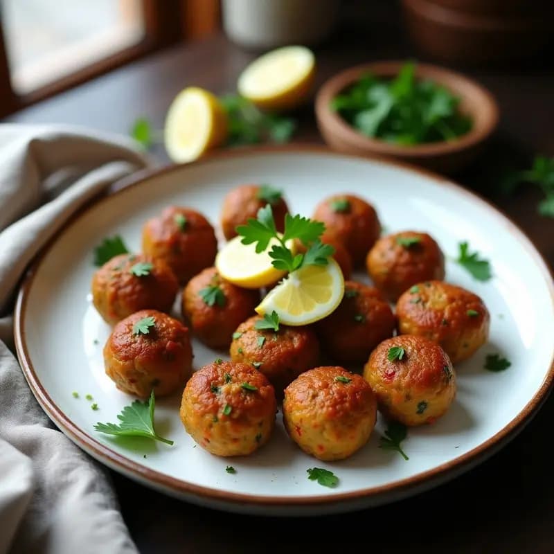 Boulettes de Lentejas Corail y Perejil: Albóndigas Veganas de Oriente Medio