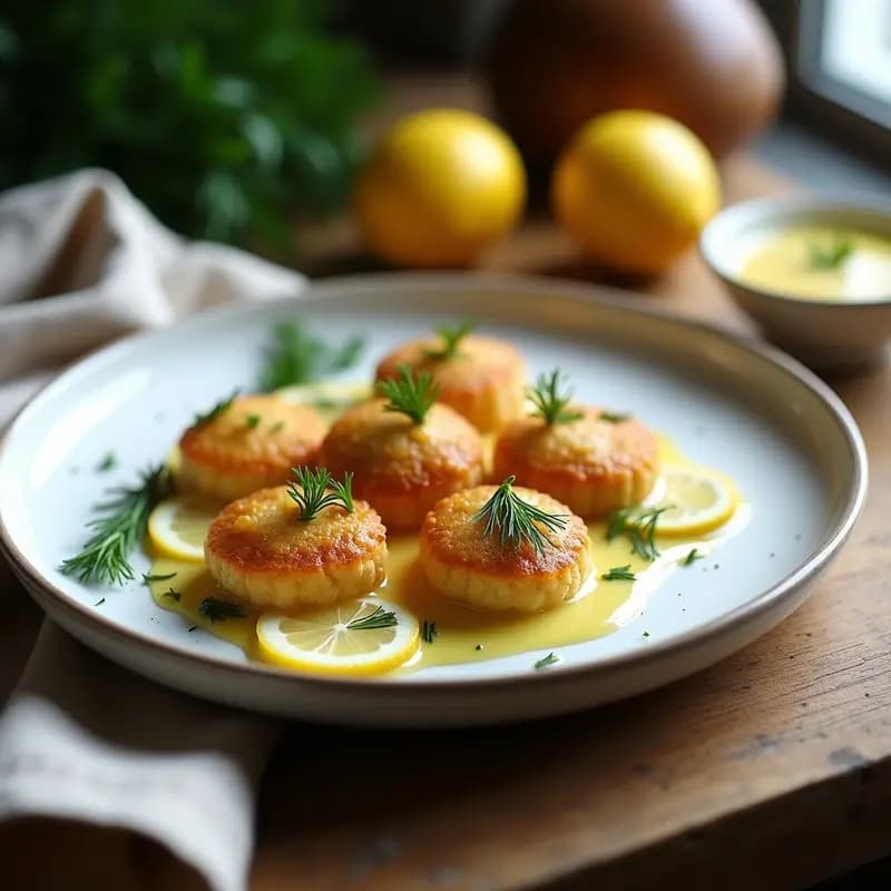 Boulettes de Merluza con Salsa de Limón y Eneldo: Receta Francesa en Sartén Antiadherente