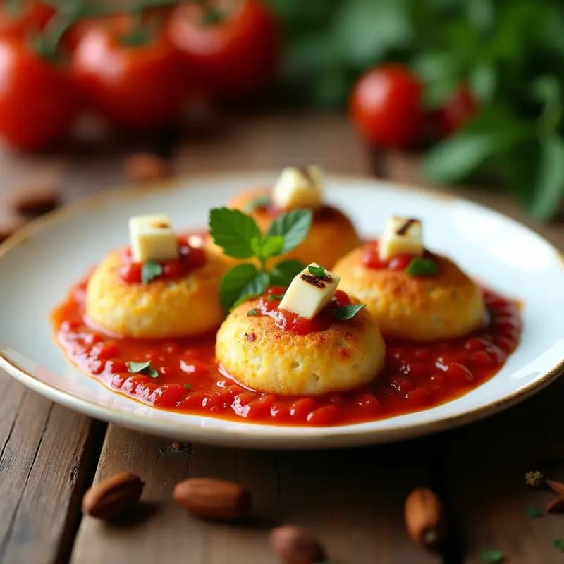 Boulettes de Sémola con Salsa de Tomate y Queso Halloumi: Receta Argelina para Niños