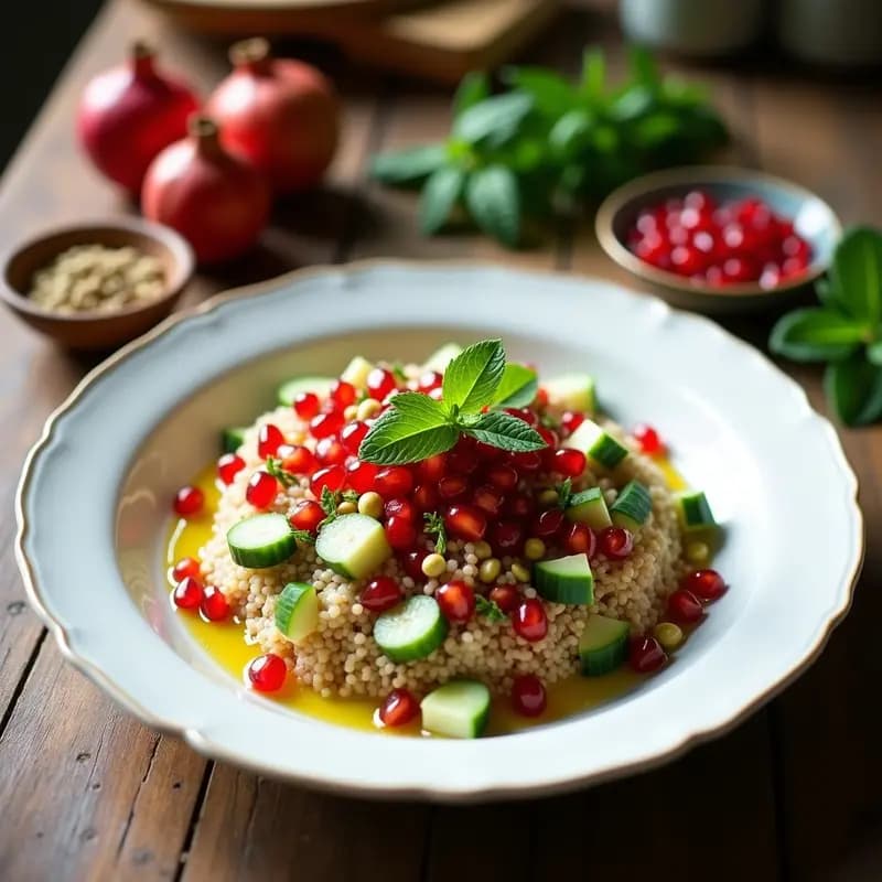 Boulgour con Granadas y Mentas: Ensalada Libanesa Rápida y Sin Cocción