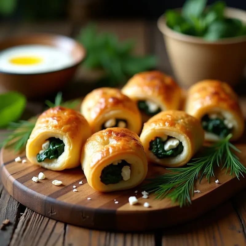 Bourek de Espinacas y Feta: Hoja de Yufka Rellena al Estilo Griego en Horno