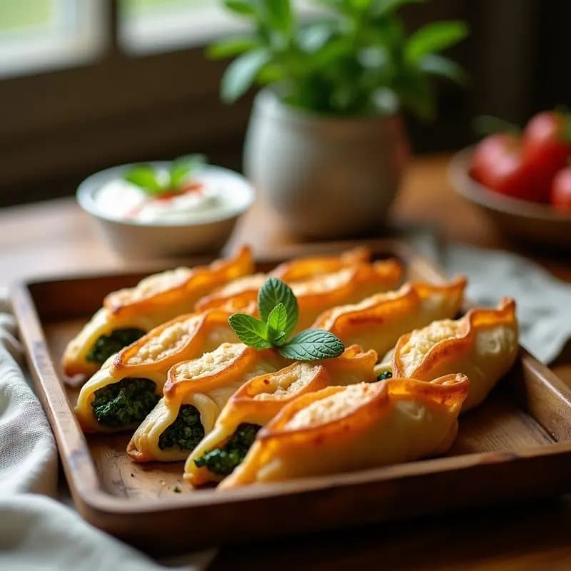 Bourek de Espinacas y Piñones: Hoja de Fillo Rellena al Estilo Albanés